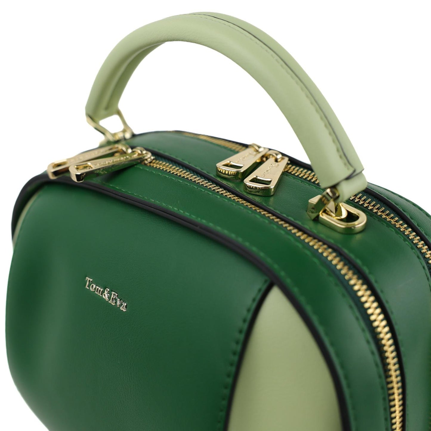 Sac à Main et Portefeuille Femme en Cuir TOM & EVA – Bicolore Vert et Vert Sauge #TE1033