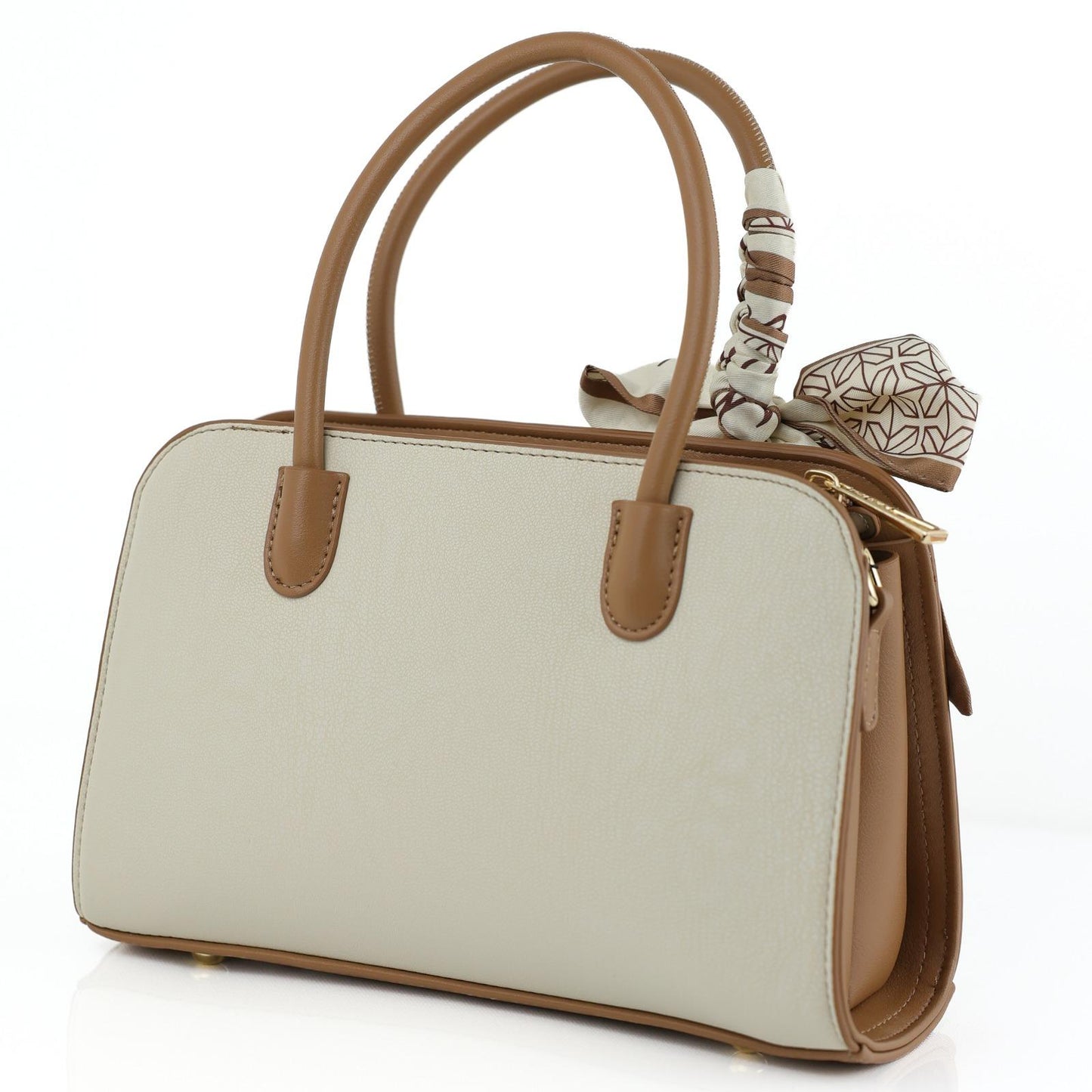 Sac à Main Femme en Cuir TOM & EVA – Bicolore Beige et Camel #TE1029
