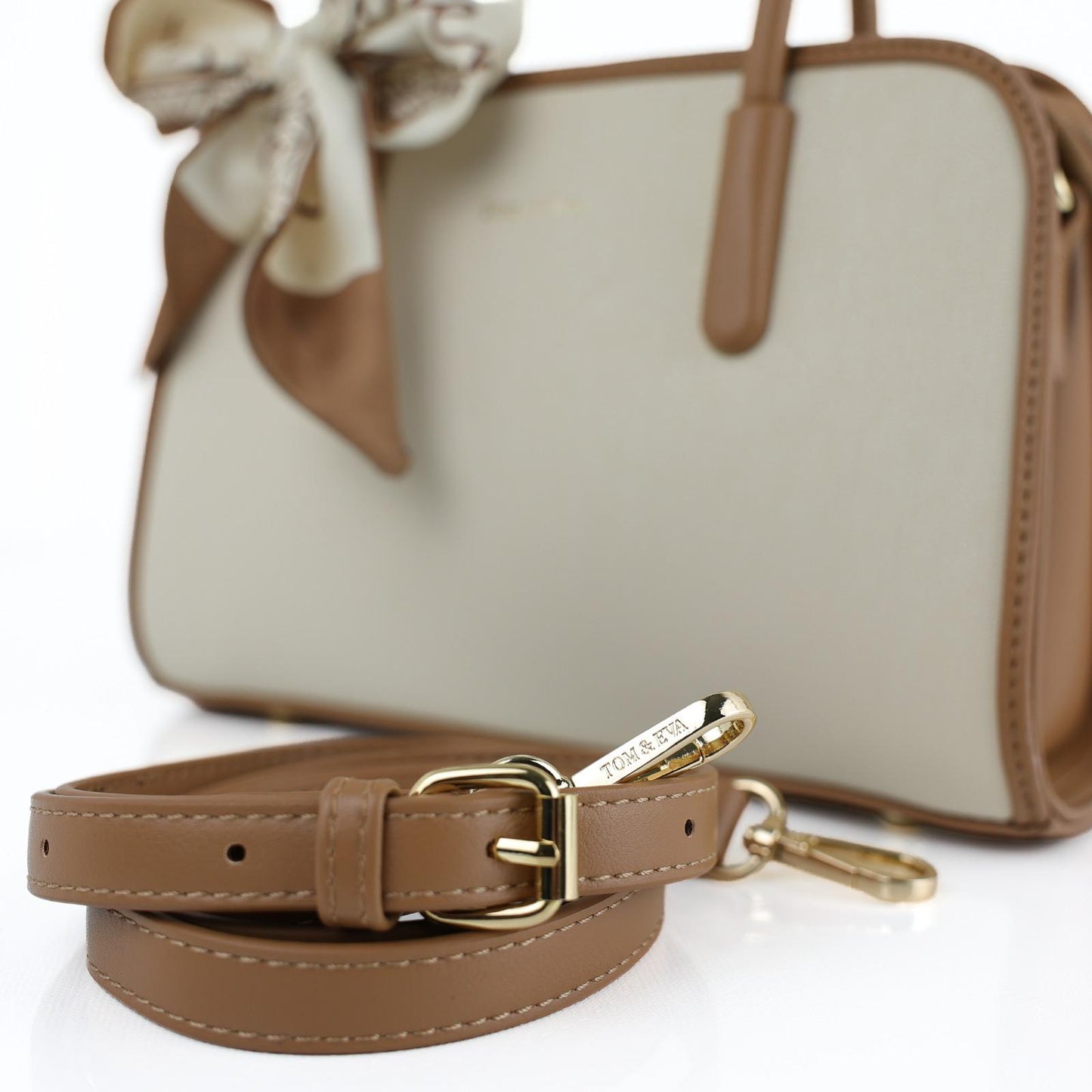 Sac à Main Femme en Cuir TOM & EVA – Bicolore Beige et Camel #TE1029