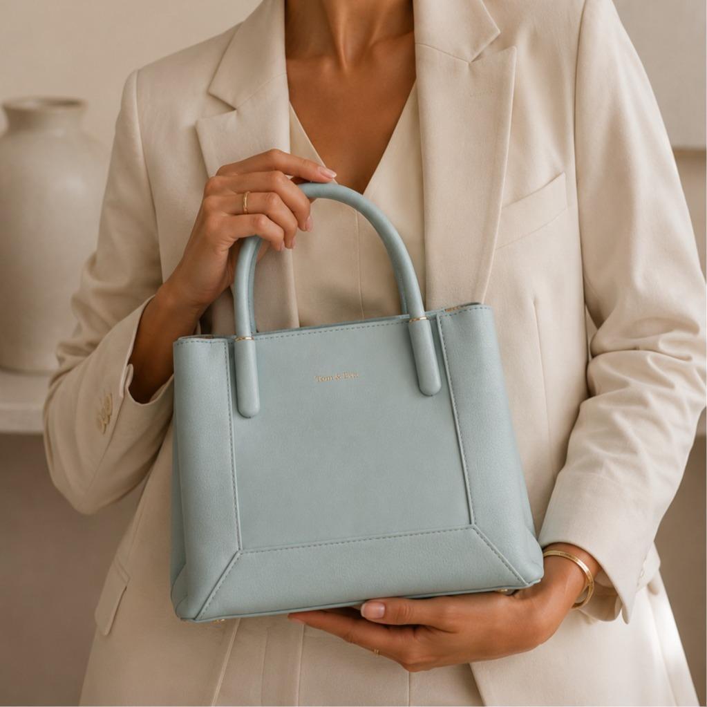 Sac à Main Femme en Cuir TOM & EVA – Bleu Glacier #TE1035