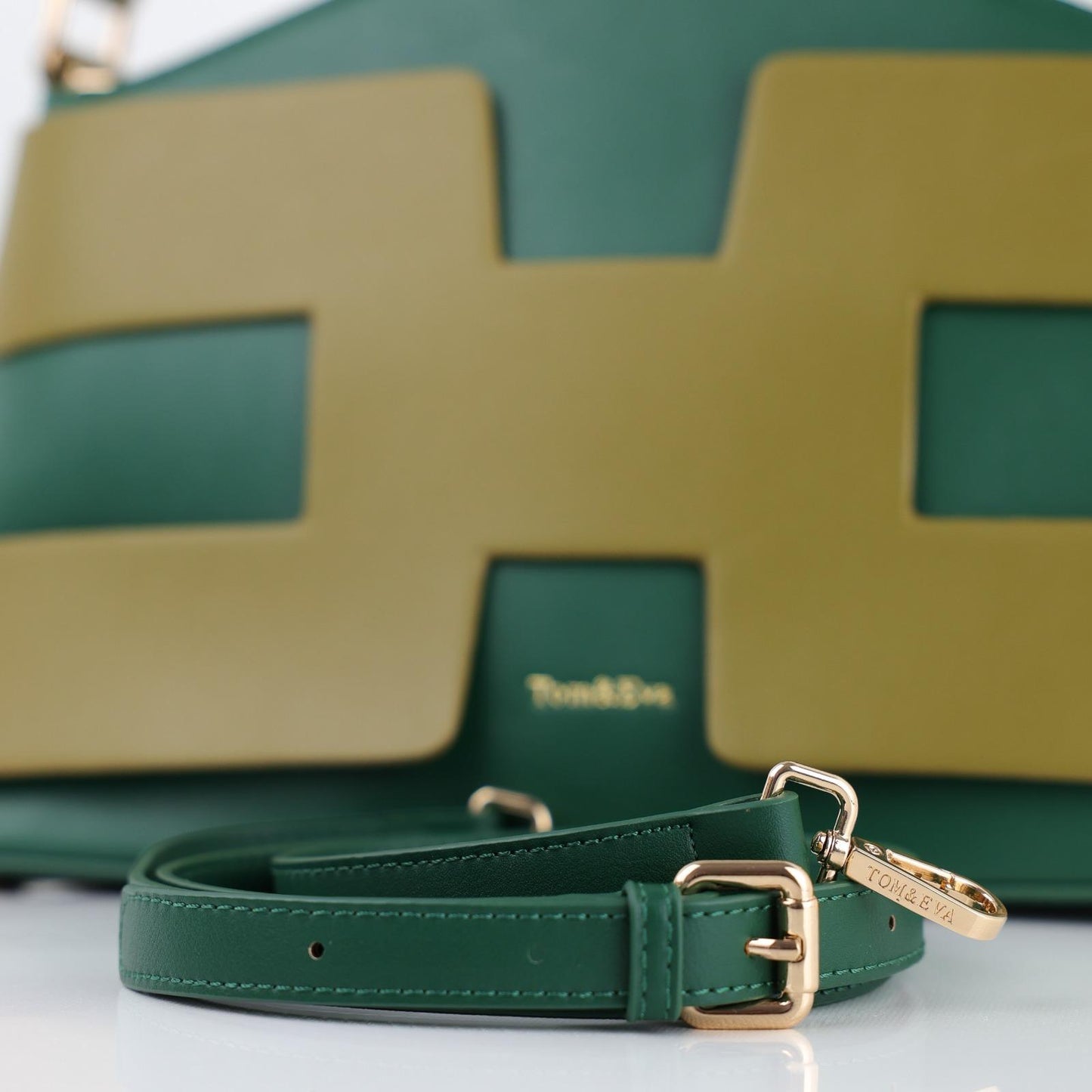 Sac à Main Femme en Cuir TOM & EVA – Bicolore Vert et Olive #TE1034