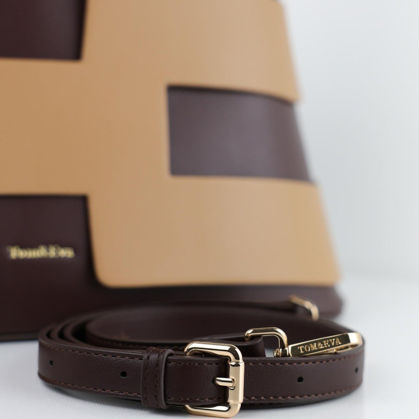 Sac à Main Femme en Cuir TOM & EVA – Bicolore Marron et Camel #TE1026