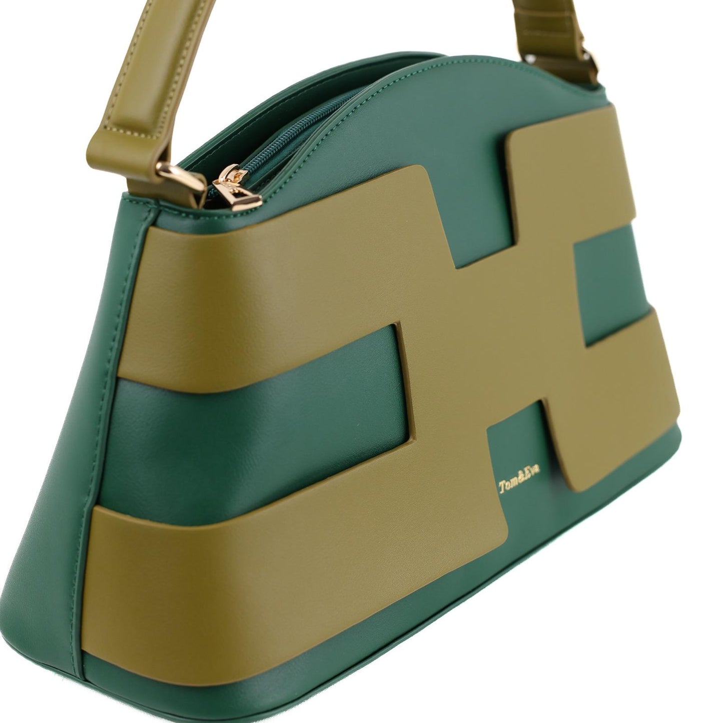 Sac à Main Femme en Cuir TOM & EVA – Bicolore Vert et Olive #TE1034