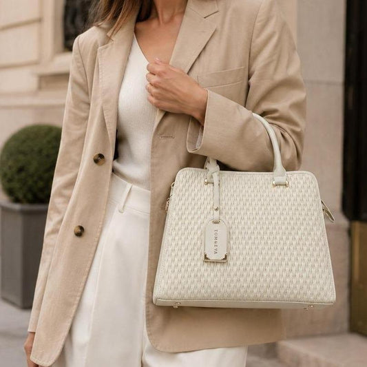 Sac à Main Femme en Cuir TOM & EVA – Blanc Cassé #TE1038